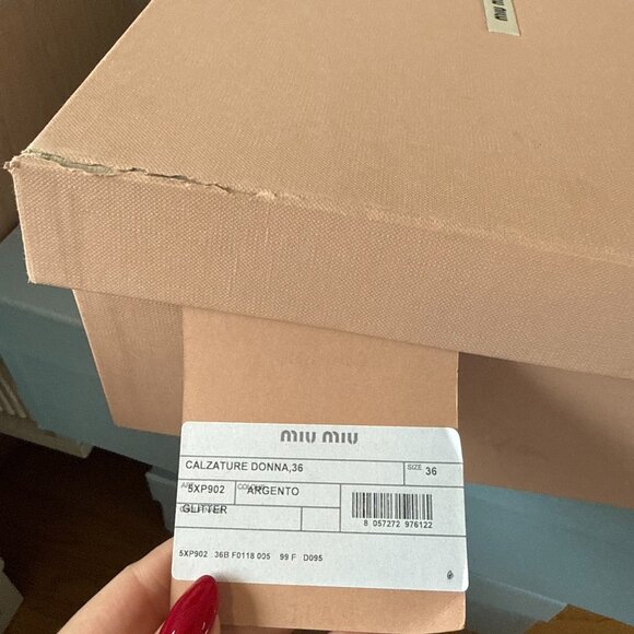 NWT Miu Miu Platform Ankle Strap Sandals Silver Glitter Crisscross Straps Sz 36 - Picture 3 of 11